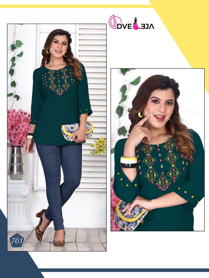 Dveeja Jennifer New Designer Fancy Ethnic Wear Rayon Top Collection